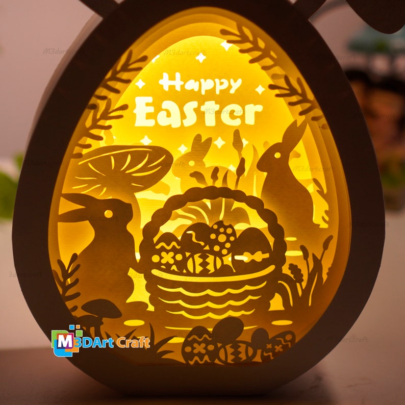 DIY Happy Easter Eggs Shadow Box SVG for Cricut Projects - Easter Paper ...