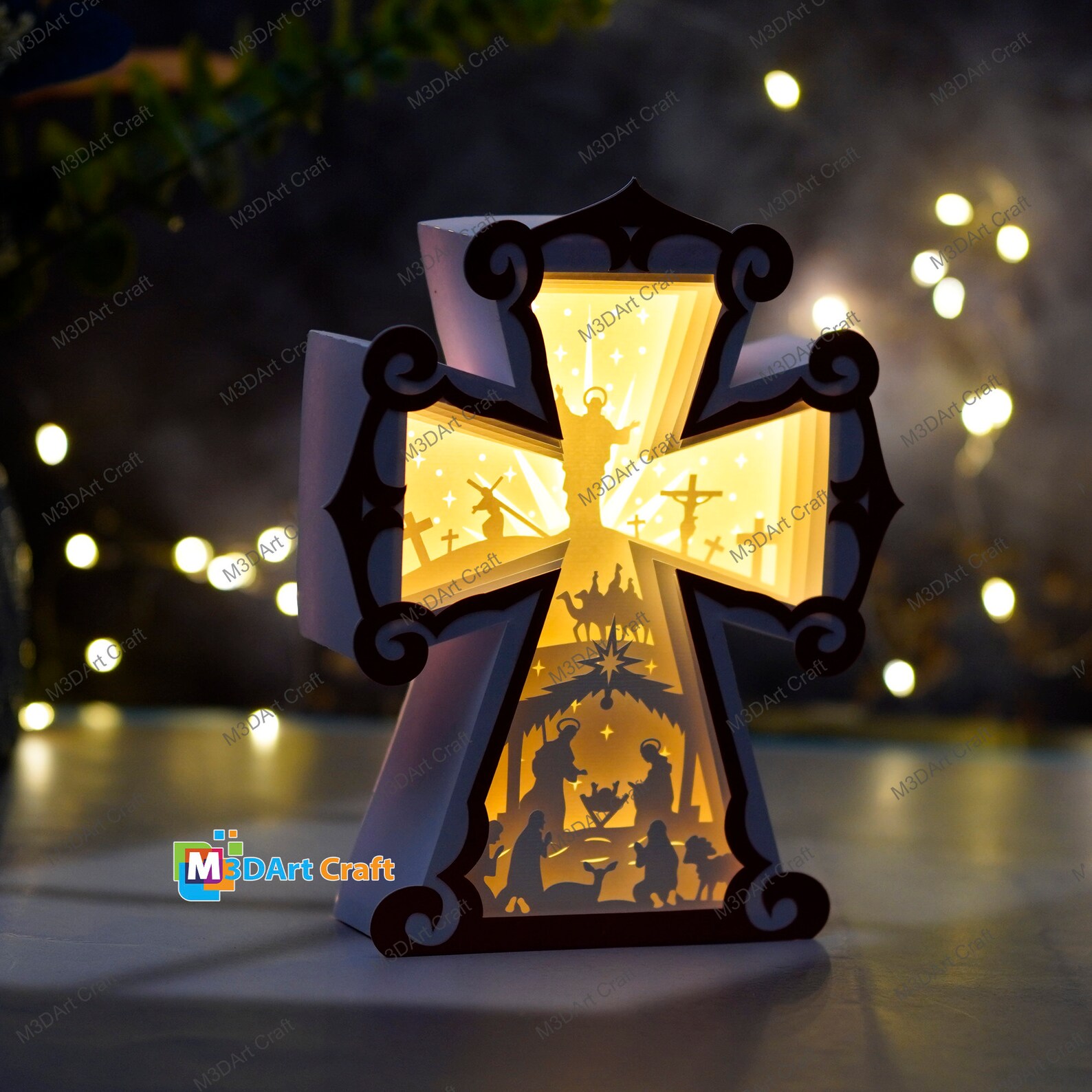 Pack 3 Cross Lantern Shadow Box PDF, SVG for Creates Nativity Scene ...