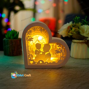 Father and Son Lanterns Shadow Box SVG for Cricut Projects Diy Father's Day Crafts, Paper Cut Template - DIY Lamp Decoration, 3d heart svg image 6