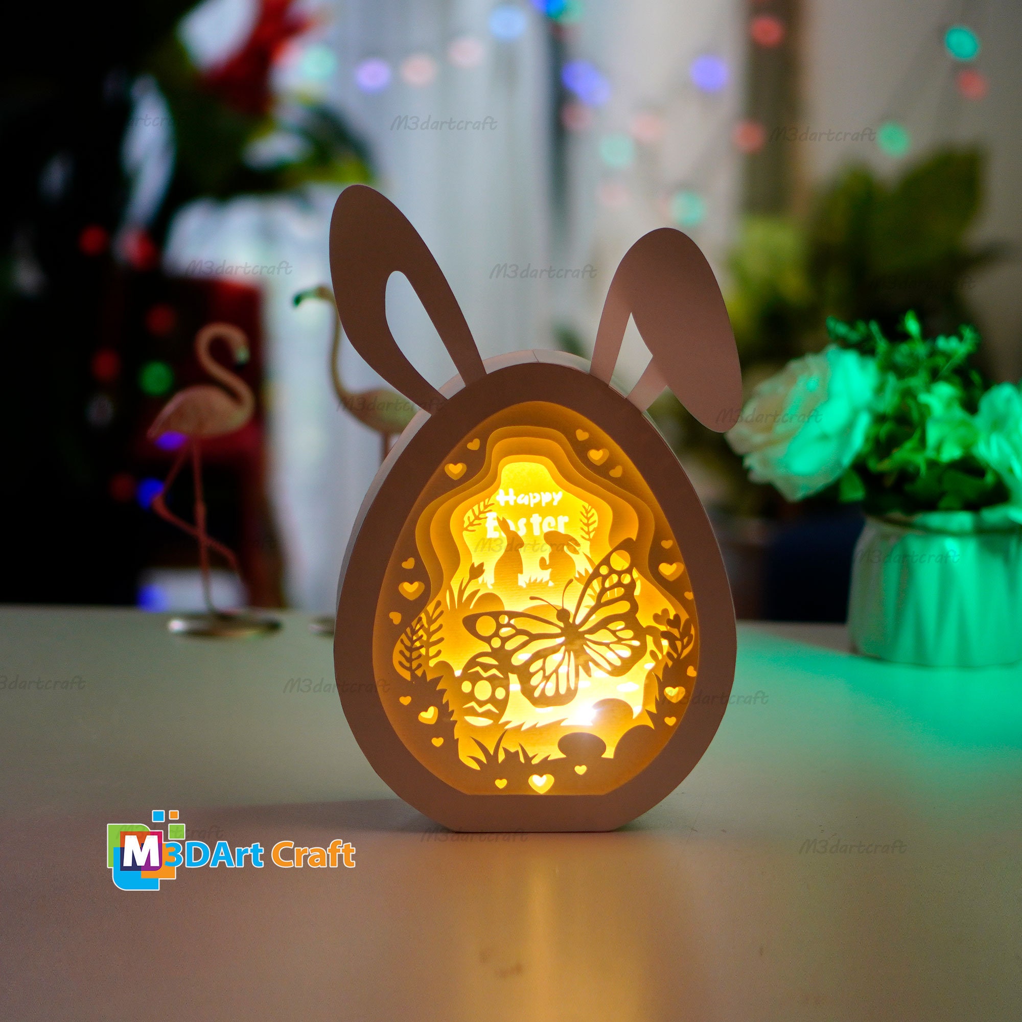 Butterflies and Rabbit Easter Eggs Shadow Box SVG for Cricut Etsy