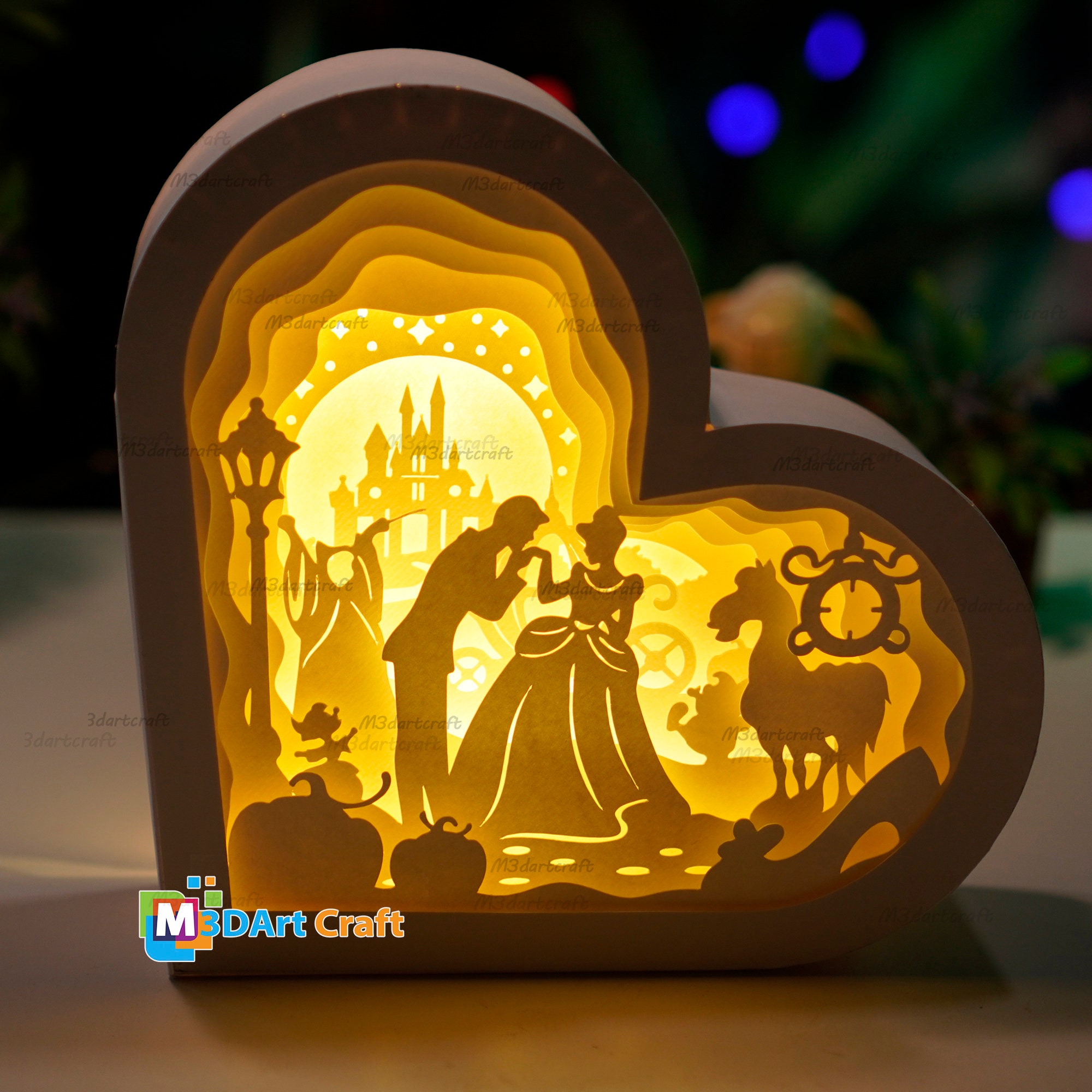 Pack 3 Princesse Heart Lanterns Shadow Box SVG for Cricut Projects Diy ...