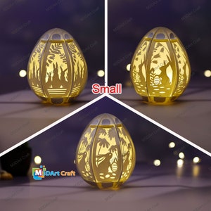 Pack 3 Small Rabbit Easter Eggs Lantern SVG for Cricut Joy, ScanNcut, Cameo4... Easter Paper Lantern - Rabiit Eggs Decorations