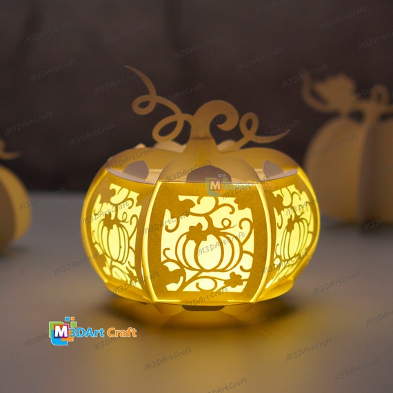 Small Pumpkin Lantern SVG for Cricut Joy Projects - Pumpkin Halloween Lantern Template - Papercut DIY Paper Lanterns
