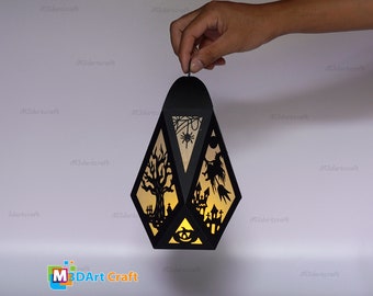 Flying Witch Halloween Lantern SVG, Cricut Silhouette (Digital Download)