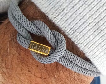 personalized bracelet, nautical rope bracelet, customizable gift, couple bracelet, engraved jewelry.