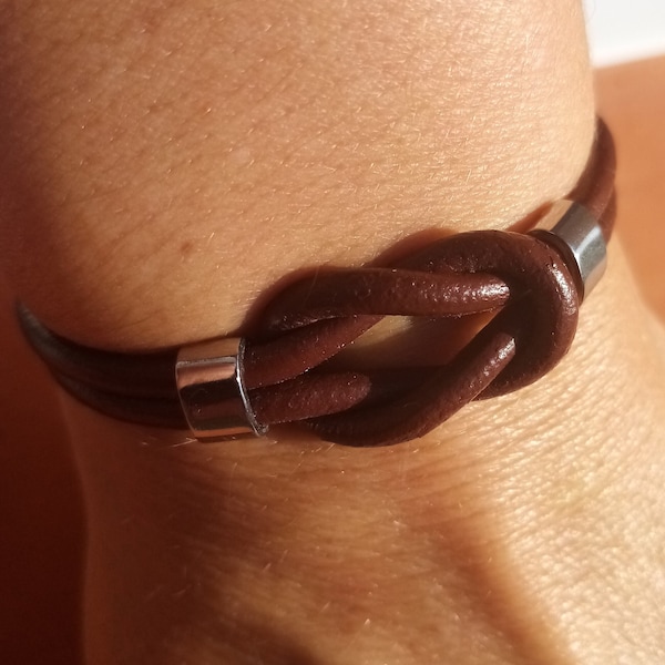 Bracelet cuir femme - Bracelet femme en noeud marin, bracelet de couple.