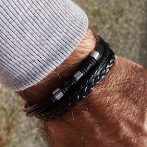 Personalized bracelet, multi-row men's leather bracelet, it is handmade for men.