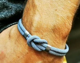 Bracelet homme personnalisable , nœud marin  , gravure personnalisée fait main.