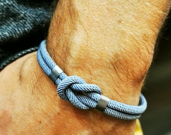 Customizable men's bracelet, sailor's knot, handmade personalized engraving.