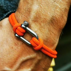 Men's rope shackle bracelet - Steel clasp bracelet. nohogi creation