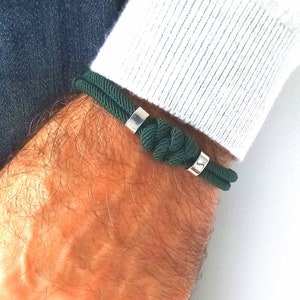 Men's rope bracelet, personalized engraving handmade in France, customizable bracelet. Steel and rope bracelet.