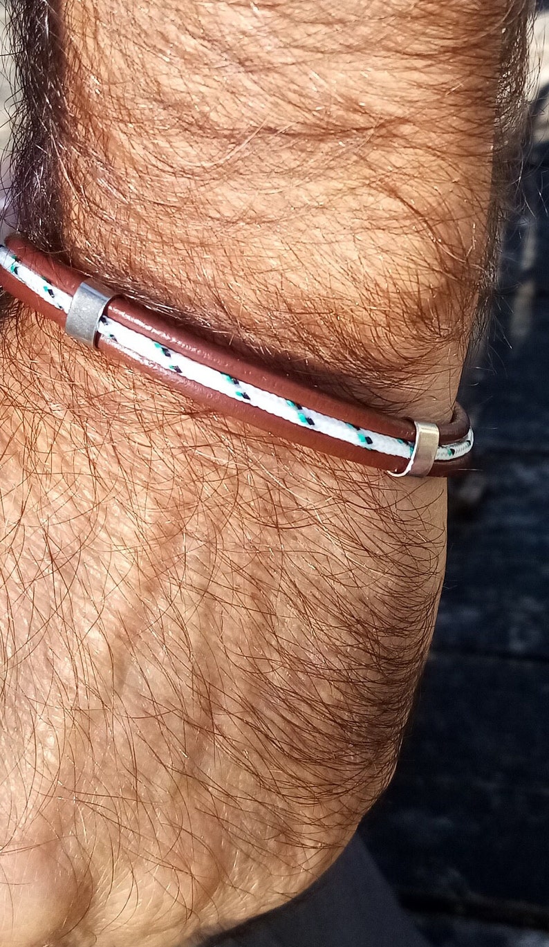 bracelet homme cuir, acier et corde marine, Bracelet fin bracelet homme réglable bijoux cuir personnalisé. NOHOGI 2022 1