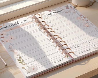 Self Care Habit Tracker | Daily Journal, Mood Tracker (PDF)
