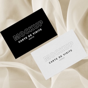 Mockup Carte de Visite Recto/Verso | Maquette Numérique | Minimaliste | Tissu | Photoshop | Personnalisable