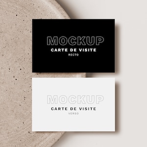 Mockup Carte de Visite Recto/Verso | Maquette Numérique | Minimaliste | Plateau en Pierre | Photoshop