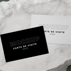 Mockup Carte de Visite Recto/Verso | Maquette Numérique | Minimaliste | Marbre | Photoshop