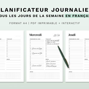 Daily Planner, Printable Daily Calendar, Interactive Planner, Planner Inserts, Instant Download, A4