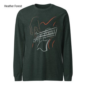 Bass Guitar Long Sleeve Shirt For Bassists With Minimalist Bass Guitar Print