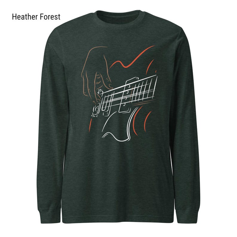 Bass Guitar Long Sleeve Shirt For Bassists With Minimalist Bass Guitar Print