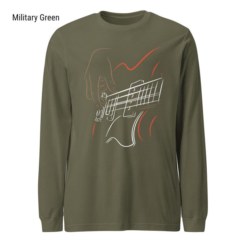 Bass Guitar Long Sleeve Shirt For Bassists With Minimalist Bass Guitar Print