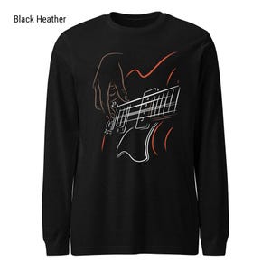 Bass Guitar Long Sleeve Shirt For Bassists With Minimalist Bass Guitar Print