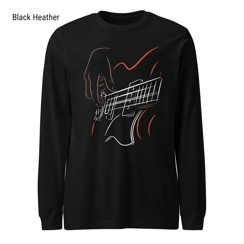 Bass Guitar Long Sleeve Shirt For Bassists With Minimalist Bass Guitar Print