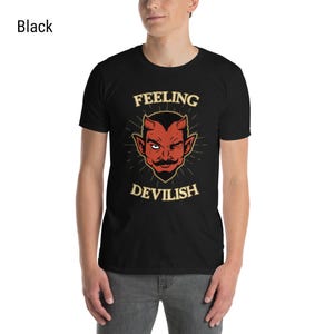 Retro Devil T-shirt For Mischievous Mood Shirt With Vintage Devil Head Print Tee
