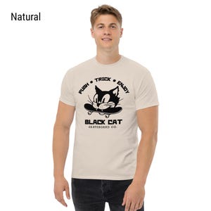 Black Cat Skateboard T-Shirt: Vintage-Style Skater Tee