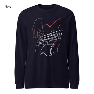 Bass Guitar Long Sleeve Shirt For Bassists With Minimalist Bass Guitar Print
