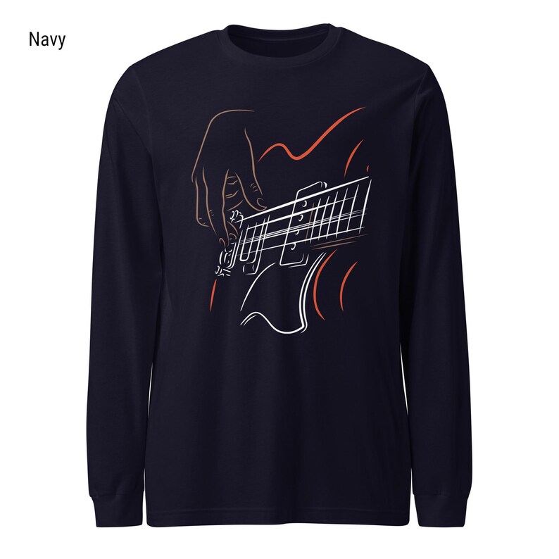 Bass Guitar Long Sleeve Shirt For Bassists With Minimalist Bass Guitar Print