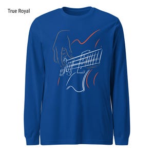 Bass Guitar Long Sleeve Shirt For Bassists With Minimalist Bass Guitar Print