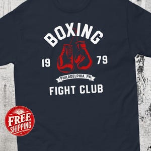 Camiseta de boxeo estilo vintage, camiseta unisex con guantes de boxeo clásicos, camiseta motivacional, regalo para aficionados al deporte