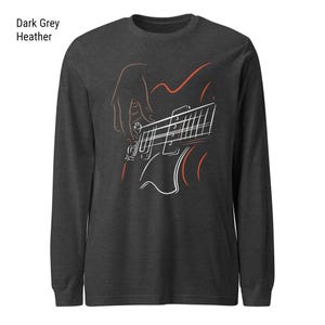 Bass Guitar Long Sleeve Shirt For Bassists With Minimalist Bass Guitar Print