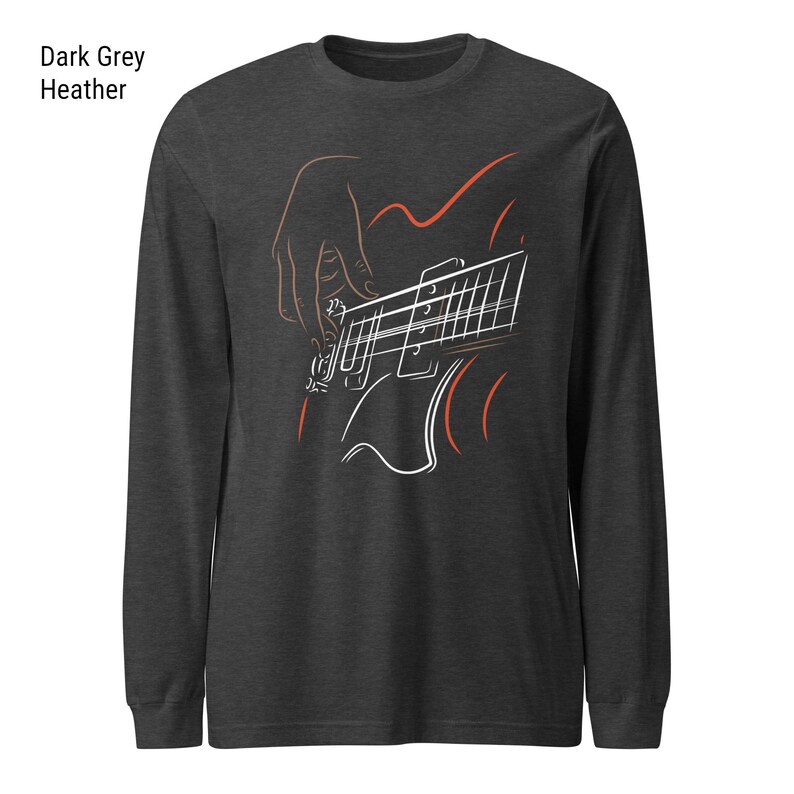 Bass Guitar Long Sleeve Shirt For Bassists With Minimalist Bass Guitar Print