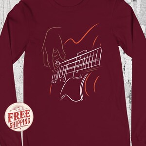 Bass Guitar Long Sleeve Shirt, Minimalist Line Art, Bass Player Graphic Tee, Musician Gifts