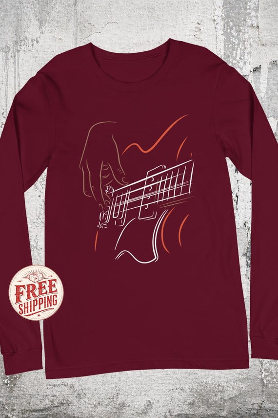 Bass Guitar Long Sleeve Shirt, Minimalist Line Art, Bass Player Graphic Tee, Musician Gifts