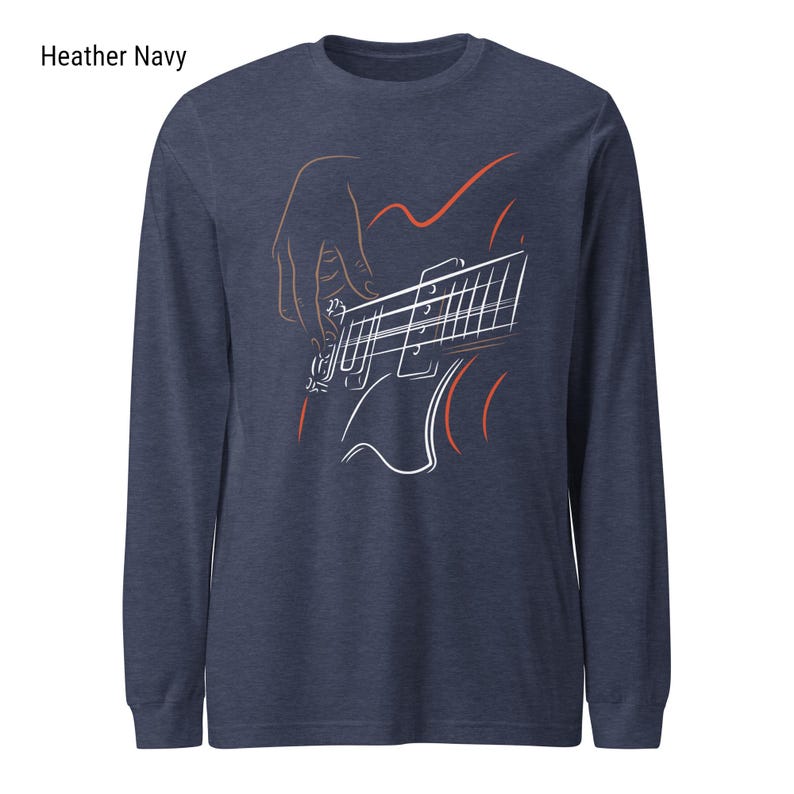Bass Guitar Long Sleeve Shirt For Bassists With Minimalist Bass Guitar Print