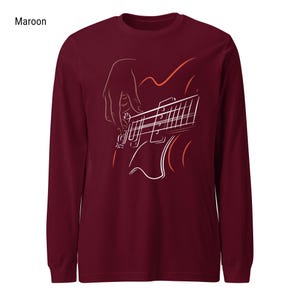 Bass Guitar Long Sleeve Shirt For Bassists With Minimalist Bass Guitar Print