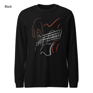 Bass Guitar Long Sleeve Shirt For Bassists With Minimalist Bass Guitar Print