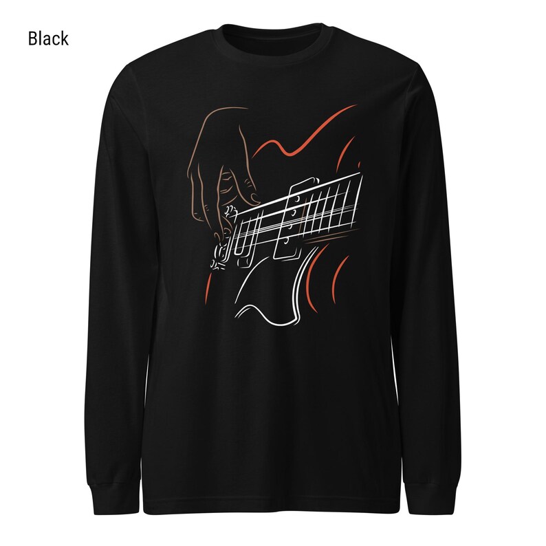 Bass Guitar Long Sleeve Shirt For Bassists With Minimalist Bass Guitar Print