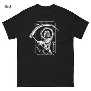 Gothic Sensenmann Tarot Karte Design Unisex T-Shirt mit mystischem Skelett und Sense Shirt
