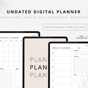2024 Undated Digital Planner | GoodNotes Planner | Notability Planner | Monthly Planner | Weekly Planner | iPad Planner | Instant Download