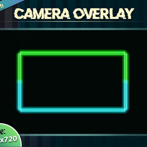 Webcam Overlay / Webcam Frame - Neon Glitch / Custom Twitch Streamlabs OBS Facecam Overlay