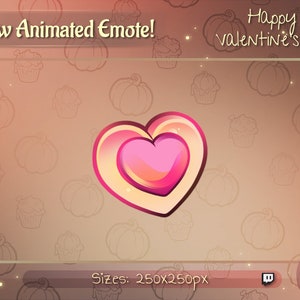 Animated Cute Heart twitch emote / Valentine&#39;s Day Heart Youtube emote / Animated Discord Emote