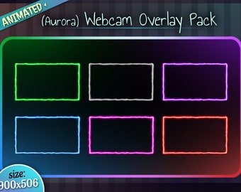 6 Webcam Overlay / Webcam Frame - Neon Aurora in 6 kleuren / Aangepaste Twitch Streamlabs OBS Facecam Overlay