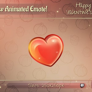 Animated Cute Heart twitch emote / Valentine&#39;s Day Heart Youtube emote / Animated Discord Emote