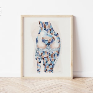 Mosaik Kniegelenk Aquarell Druck, Anatomie Illustration, Ortho Malerei, Medizinisches Geschenk, Physiotherapie Wandkunst, Ligament Bone, Rheumatologie