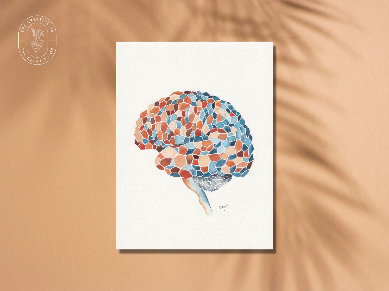 Mosaic Brain Watercolor Print Anatomy Art Brain Painting Etsy