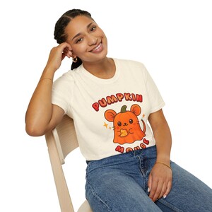 Pumpkin Mouse Illustration T-Shirt | Cute Halloween Pumpkin Mouse