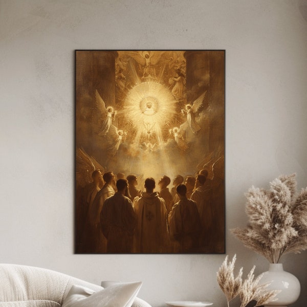 Adoration of the Blessed Sacrament Painting, Victorian Arthur Hacker Holy Eucharistic Poster, Printable Jesus Christ Church Mass Artwork